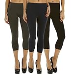 3 Pack: Women's Capri Length Legging Tights