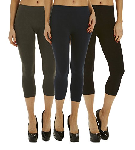 3 Pack: Women's Capri Length Legging Tights