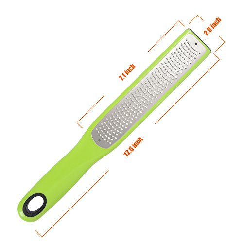 LE PLANING Lemon Grater, Zesters,Ginger Cheese Grater, Zester Grater for Cheese,Stainless Steel Blade for Garlic, Nutmeg, Chocolate, Vegetables, Fruits, Potato, Onions, with Protective Cover(Green)