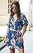Angashion Women's Dresses- Casual Floral Deep V Neck Short Sleeve Tie Waist Mini Skater T Shirt Dress 032 Blue Grey L