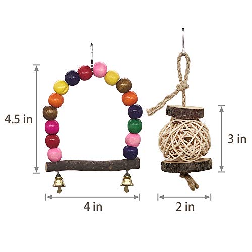 LiMio 6pcs Parakeet Toys, Bird Perch for Conures, Parrot Natural Wood Chewing Toys for Cockatiels