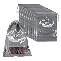 PlasMaller Portable Travel Shoe Bags Shoes Organizer Space Saving Storage Bag with Clear View Window for Men and Women (10 Pack, Medium)