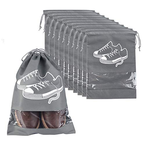Portable Travel Shoe Bags Shoes Organizer Space Saving Storage Bag with Clear View Window for Men and Women (10 Pack, Medium)