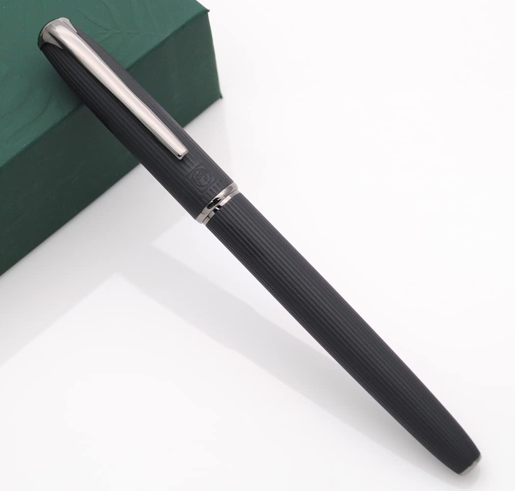 Picasso 916 Metal Fountain Pen, Natural Series Stripe Ink Pen with Ink Converter and Gift Case, Iridium Extra Fine Nib (EF Nib 0.38mm, Black)