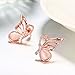 18k Rose Gold Plated Opal Butterfly Stud Earrings for Women Teen Girls Jewelry