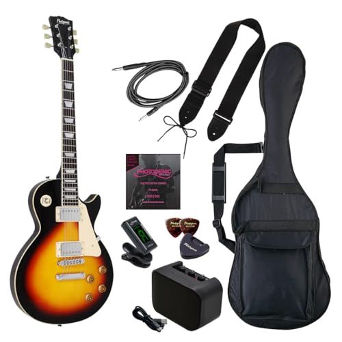 PhotoGenic エレキギター 初心者入門ライトセット LPタイプ LP-260/BS ブラウンサンバースト [ソフトケース/シールド/ミニアンプ/チューナー/ストラップ/ピック/ピックケース/弦/調整用レンチ付属]