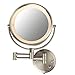Conair Round Shaped Double-Sided Wall Mount Lighted Makeup Mirror (1x/8x, Brushed Nickel Finish)