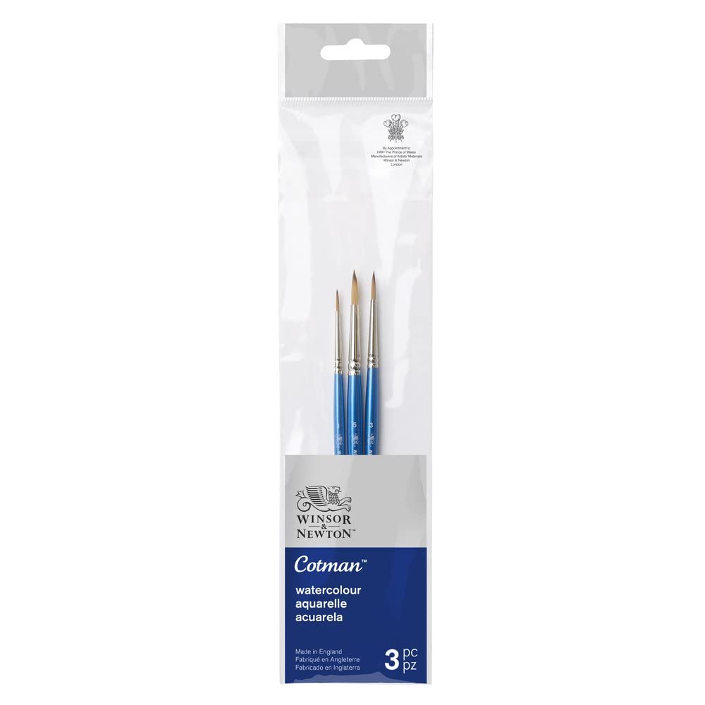 Winsor & Newton Watercolor Brush Set, Brass, Assortments, redondos nº1, 3 y 5 — image 1