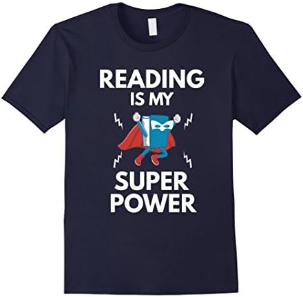 Men's Reading Is My Super Power T-Shirt Books Hero Reading XL Navy