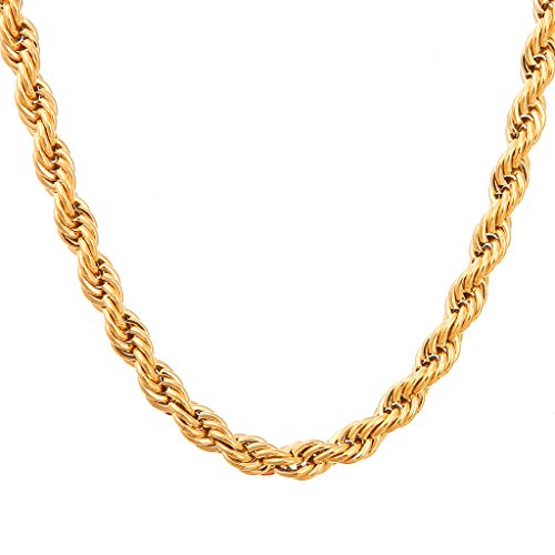 Followmoon 18k Gold Plated Rope Necklace Chain or Bracelet - Your Choice of Color - Width - Length