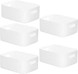 Wand & Home W&H 5 White Plastic Storage Baskets with Handles 25x17x10cm view 1