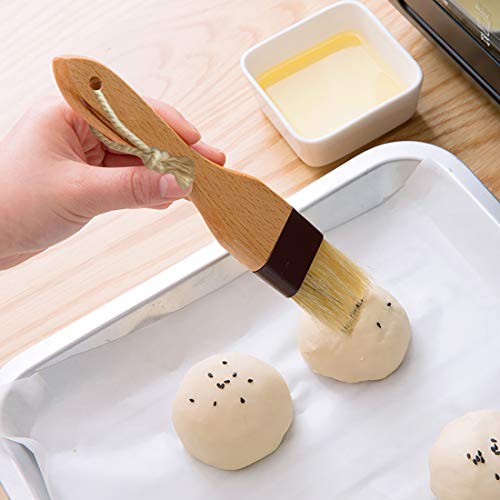 Saizone Pastry Brush Natural Bristle Basting Brush Kitchen Oil Brush with Beech Wooden Handle and Hanging Rope String (1 inch & 1.5 inch)