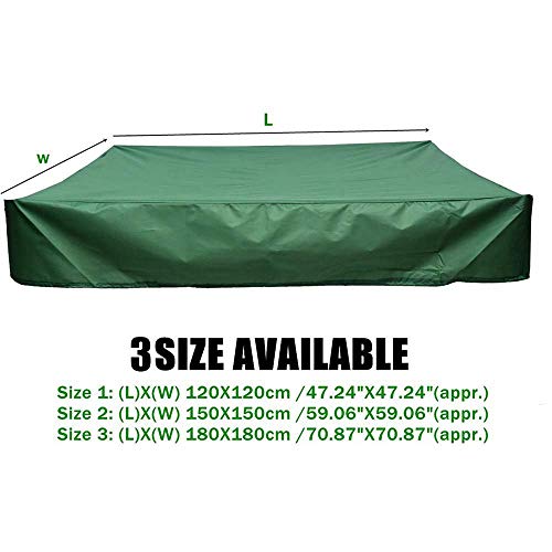 FOONEE Sandbox Cover, Square Dustproof Protection Sandbox Canopy with Drawstring, Waterproof Sandpit Pool Cover, Avoid The Sand and Toys Contamination, Green,70.87 X 70.87in