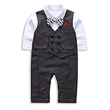 Baby Boy Suit, Toddler Short Sleeve Rompers Infant Outfit Onesie with Bow tie (70(3-6 Month), black-long)