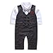 TNYKER Baby Boy Suit, Toddler Short Sleeve Rompers Infant Outfit Onesie with Bow tie (95(18-24 Month), Black-Long)