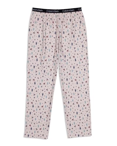 Calvin Klein Boy’s Super Soft Brushed Micro Pajama Pant, Winter Fun, Large