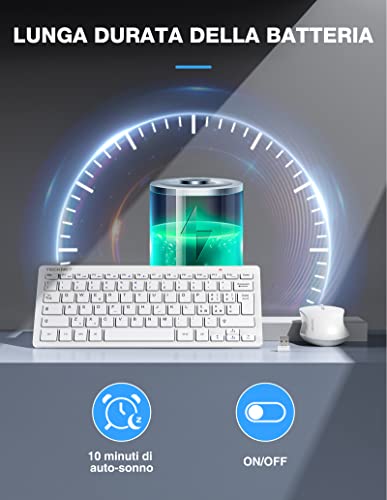 TECKNET Wireless Keyboard and Mouse Set, 2.4G Wireless Keyboard and Silent Mouse with Nano USB Receiver, 12 Multimedia Shortcuts for Computer, PC, Laptop, Desktop, Android Smart TV