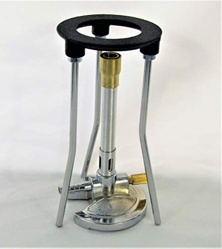 Lab Bunsen Burner w Tripod Stand, Natural Gas Liquid Propane, Air