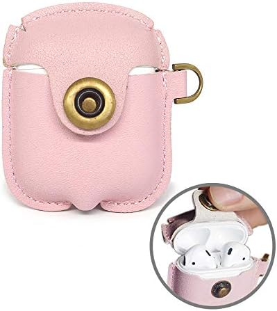 CAILLU Leather AirPods Case Cover Accessories Cute Kits,AirPods Protective Cover and Skin for Compatible Apple Airpods Keychain Charging Case with Airpods Ear Hook/Airpod Straps/Airpods Grips red