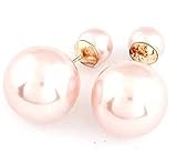 Colorful Double-faced Pearl Double Pearl Beads Plug Stud Earrings WHS541 (5-Pink)