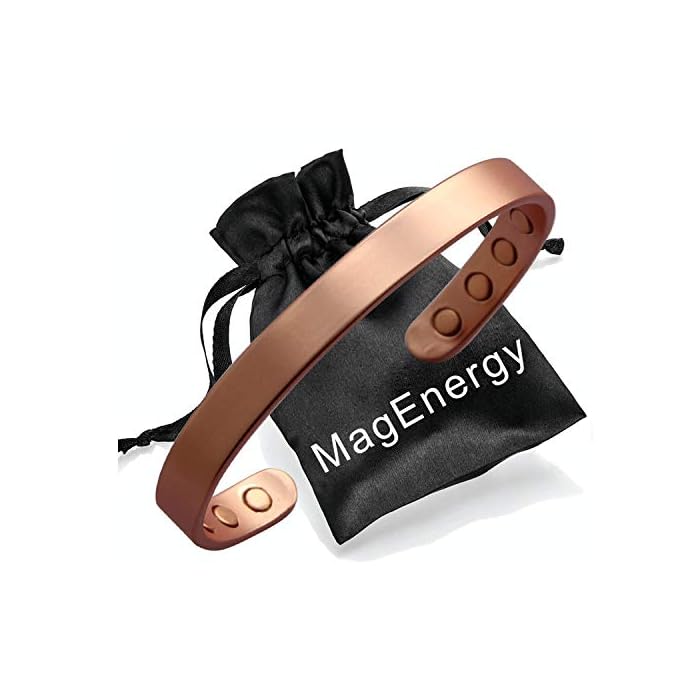 Copper Bracelet for Men and Women Pure Copper Bangle 6.8" Adjustable with 8 Magnets 2PCS