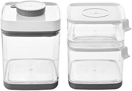 Ankomn Combo set ONE Vacuum plus TWO storage container in threes different size 2.5qt+1.5qt+1.0qt excellent combo set for all kind of food preservation coffee teas spices vegetables fruits