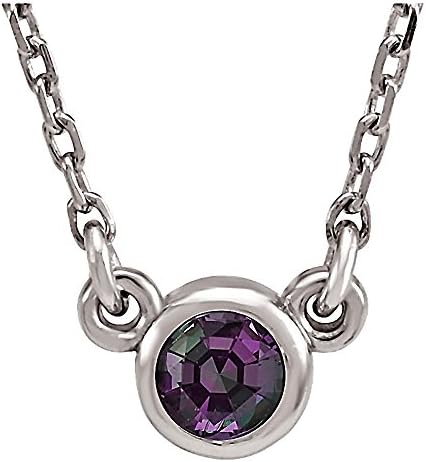 14K White Gold Bezel Set Full Color Change Chatham Created Alexandrite Necklace June Birthstone