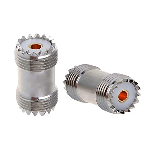 Wvzong UHF PL-259 Female to Female Adapter (2 Pack), SO-239 Double Socket Coaxial Barrel Connector, 50-ohm RF Coupler for CB Ham Radio, Antenna, Wi-Fi, LMR Cable, CCTV