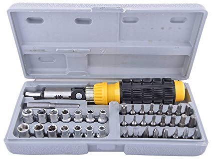 krishnav enterprise Multipurpose 41 in 1 Pieces Tool Kit Screwdriver and Socket Set (Grey)