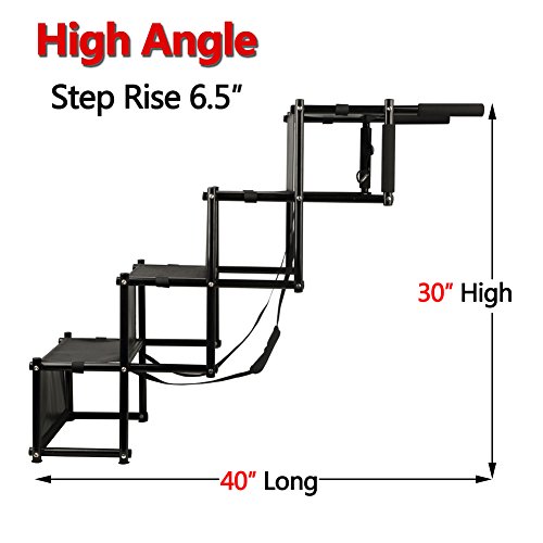 H&ZT Dog Car Step Stairs, Accordion Metal Frame Folding Pet Ramp for Indoor Outdoor Use, Lightweight Portable Auto Large Dog and Cat Ladder, Great for Cars, Trucks and SUVs Cargo (4-Steps)