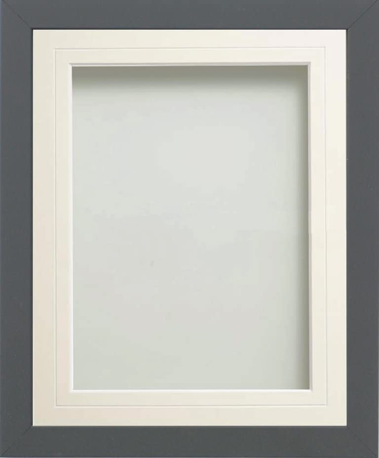 Frame Company Allington Grey Photo Frame with White V-Groove Mount, 9x7 for 6x4 inch, fitted with perspex