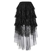 Steampunk Skirt for Women Lace Asymmetrical Layered High Low Corset Skirt Party Outfits Black Skirt