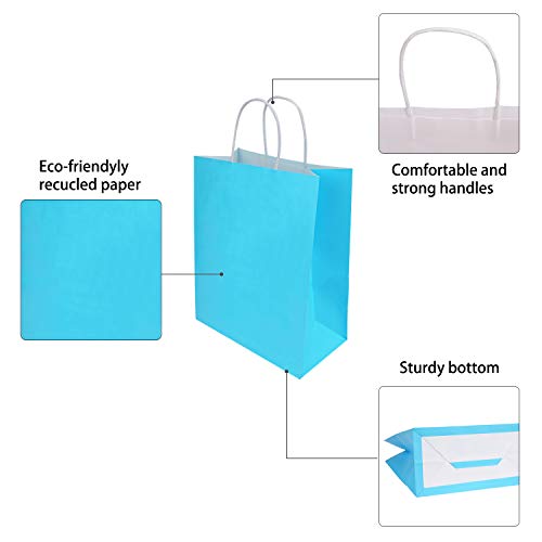 Livder 24 Pieces Gift Bag Kraft Paper Bags with Handle for Birthday, Wedding and Party Celebrations (Colorful)