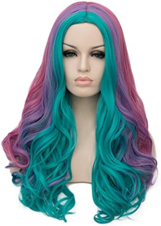 OYIXU Mixed Colors 70cm 27.5" Synthetic Lolita Party Cosplay Curly Rainbow Long Hair Wig