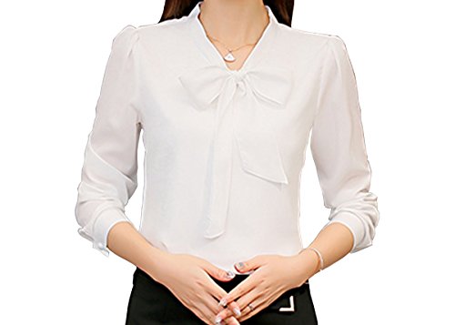 Womens Tops Chiffon White Pink Elegant Blouse Shirt Korean Fashion