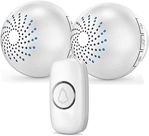 Wireless Doorbells for Home - RingPoint Loud and Round Waterproof Door Bells & Chimes Wireless - Over 1000-Feet Range, 32 Doorbell Chimes, Adjustable Volume, LED (White, 2 receivers + 1 transmitter)