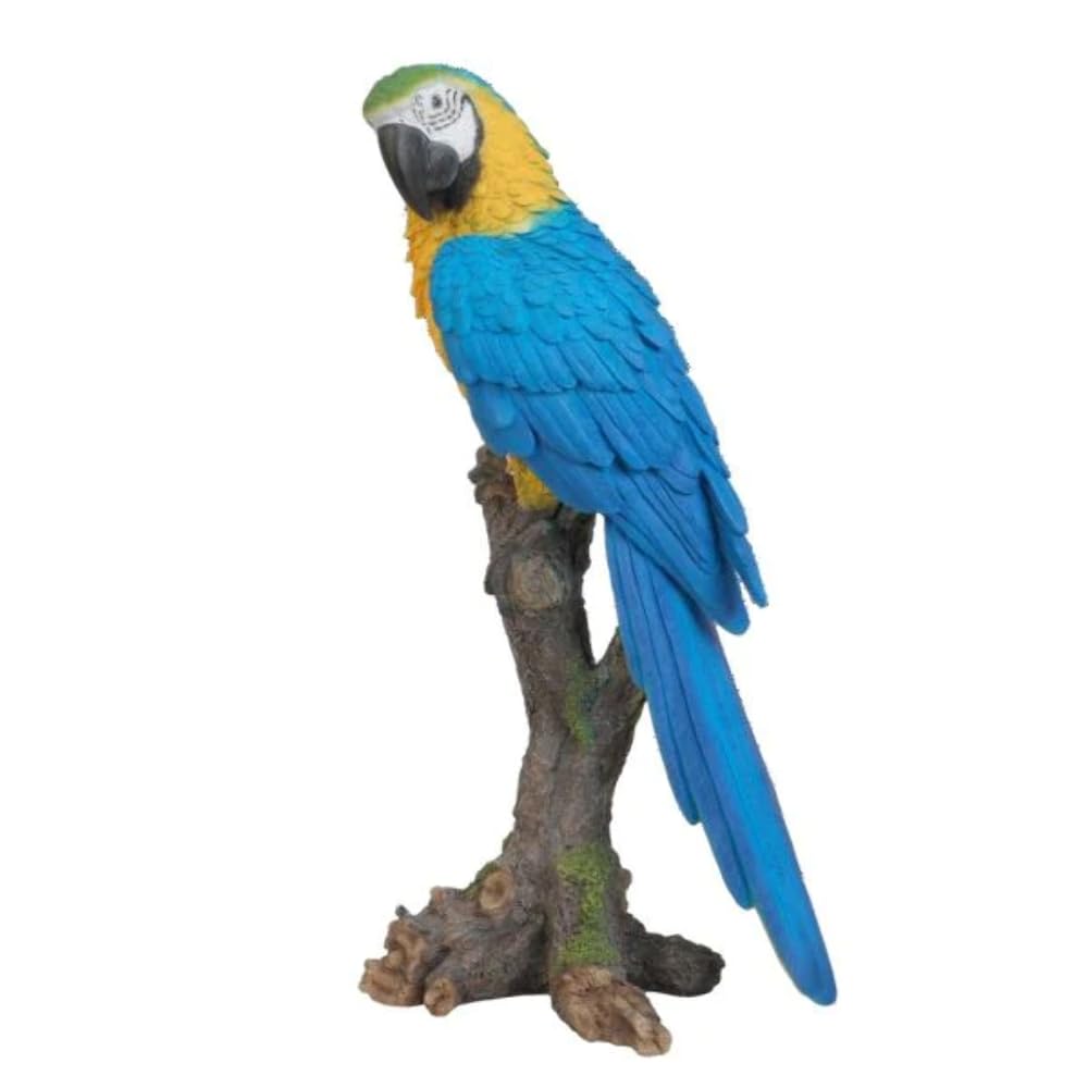 Vivid Arts - Real Life Exotic Birds Yellow Macaw Perched Home or Garden Decoration (XRL-MCW7-B)