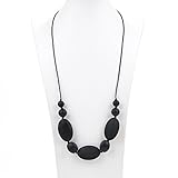 Consider It Maid Silicone Teething Necklace for Mom to Wear - FREE E-BOOK - BPA FREE and FDA Approved - Motherhood (Black)