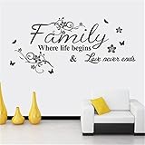 GUAngqi Family Where Life Begins Words PVC Removable Art DIY Wall Decals Home Decor