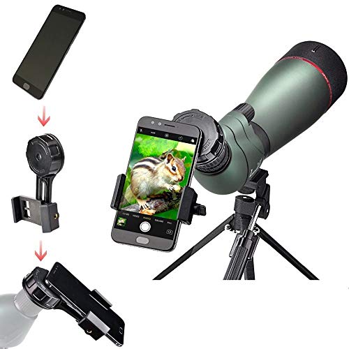 Spotting Scope Universal Phone Mount-Support Monocular Binoculars Spotting Scopes Eyepiece Diameter 24-47mm- Compatible with Smartphone Width 55-102mm Almost All Models of Mobilephones on The Market