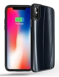 Pumier Battery Charging Case for iPhone X, 3600mAh Slim Rechargeable Extended Protective Portable Backup Battery Charger Case Black(Support Wired Earphone)