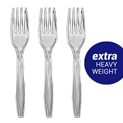 400 clear plastic forks bulk, Heavy duty clear plastic forks, clear disposable forks, clear forks 8 packs of 50 retail packaged.