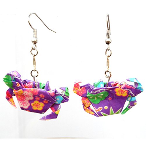 Paper origami crab zodiac cancer lightweight earrings, lavender p…