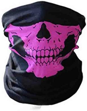Motorcycle SKULL Ghost Face Windproof Mask Outdoor Sports Warm Ski Caps Bicycle Bike Balaclavas Masks Scarf Halloween Mask (Pink Color)