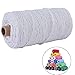 flipped 100% Natural Macrame Cotton Cord,3mm x109 Yard Twine String Cord Colored Cotton Rope Craft Cord for DIY Crafts Knitting Plant Hangers Christmas Wedding Décor (White, 3mm*109yards)