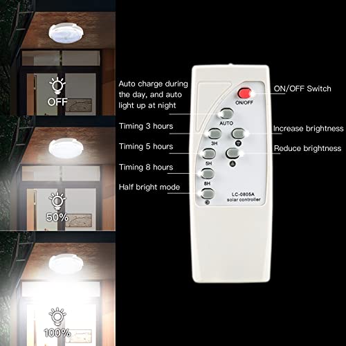 MEIHONG Solar Ceiling Lights Indoor Outdoor, Home Intelligent Solar LED Pendant Light with Remote Control & 16.4ft Extension Cord, Solar Barn Light Solar Powered Shed Light for Porch, Patio,Garage