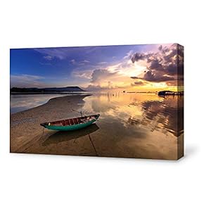 Canvas Wall Art for Living Room,Bedroom Home Artwork Paintings Sailboat Under The Sunset Ready to Hang - 12x18 inches