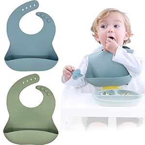 Moonkie Silicone Baby Bibs Set Of 2, BPA Free Waterproof Soft Durable Adjustable Silicone Bibs for Babies & Toddlers…