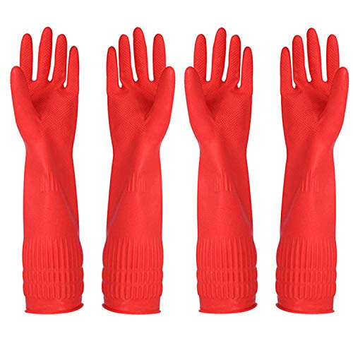 YSLON Rubber Cleaning Gloves Kitchen Dishwashing Glove 2Pairs And