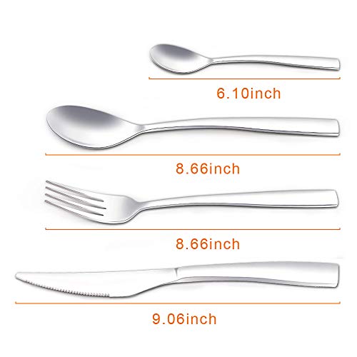 Tesinll Silverware Flatware Cutlery Set, Stainless Steel Utensils Service for 1, Including a Knife, a Fork, two Spoons for Home and Restaurant, Mirror Polished, Dishwasher Safe